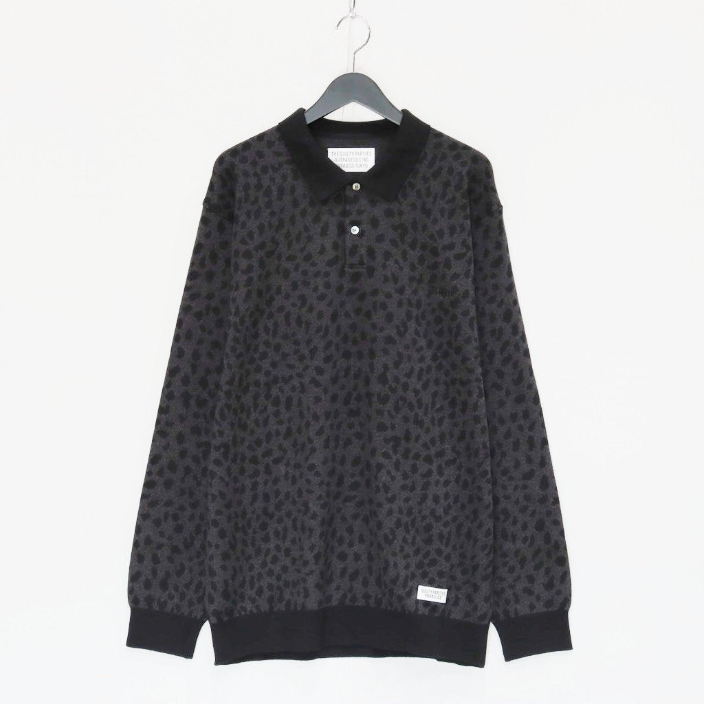 LEOPARD KNIT POLO SHIRT #CHARCOAL [23FW-WMK-KN20]