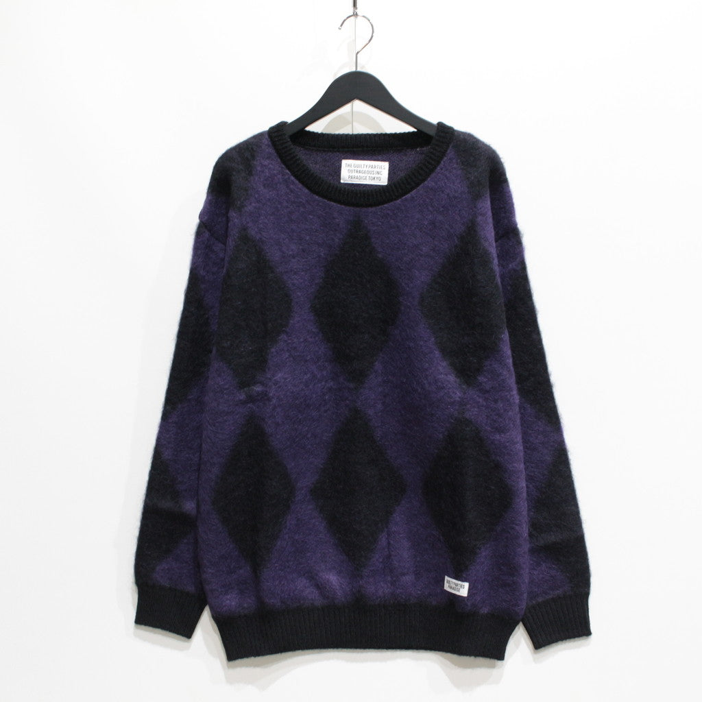 DIAMOND MOHAIR CREW NECK SWEATER #PURPLE [23FW-WMK-KN18] – cocorozashi