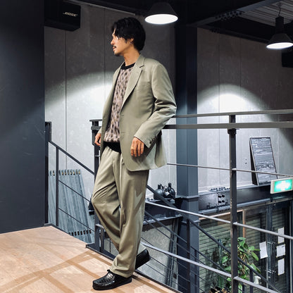 PLEATED TROUSERS -TYPE 2- #GRAYGREEN [23FW-WMP-TR08]