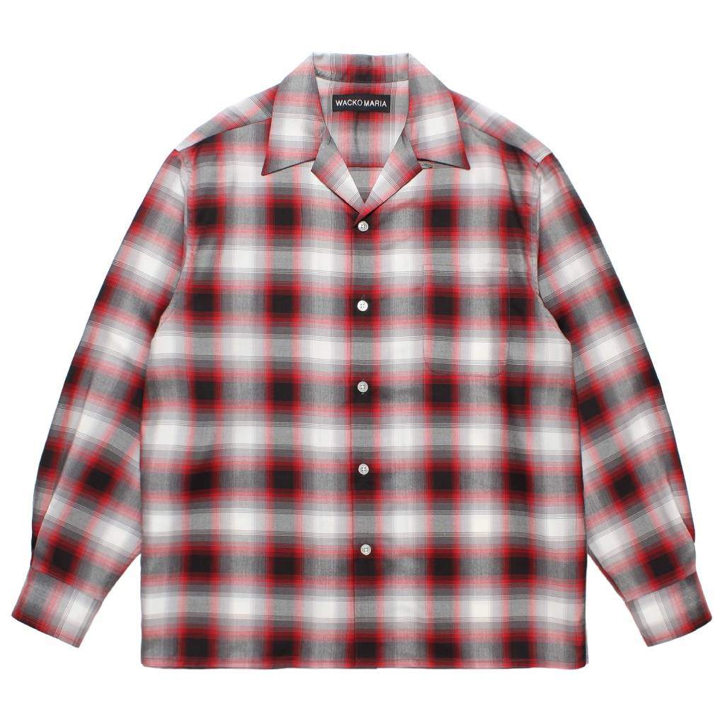 OMBRE CHECK OPEN COLLAR SHIRT L/S ( TYPE-2 ) #RED [25FW-WMS-OC06