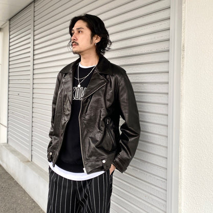 DOUBLE RIDERS LEATHER JACKET -TYPE 2- #BLACK [24SS-WMO-BL04]
