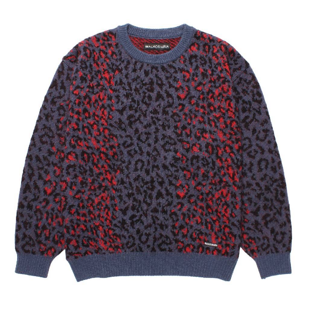 LEOPARD MOHAIR CREW NECK SWEATER #NAVY [25FW-WMK-KN07 