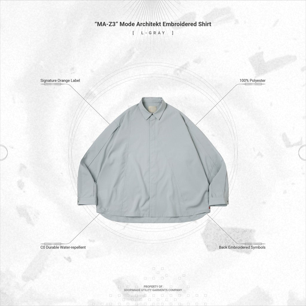 MA-Z3」 Mode Architekt Embroidered Shirt #L-GRAY [GOOPI-24AW