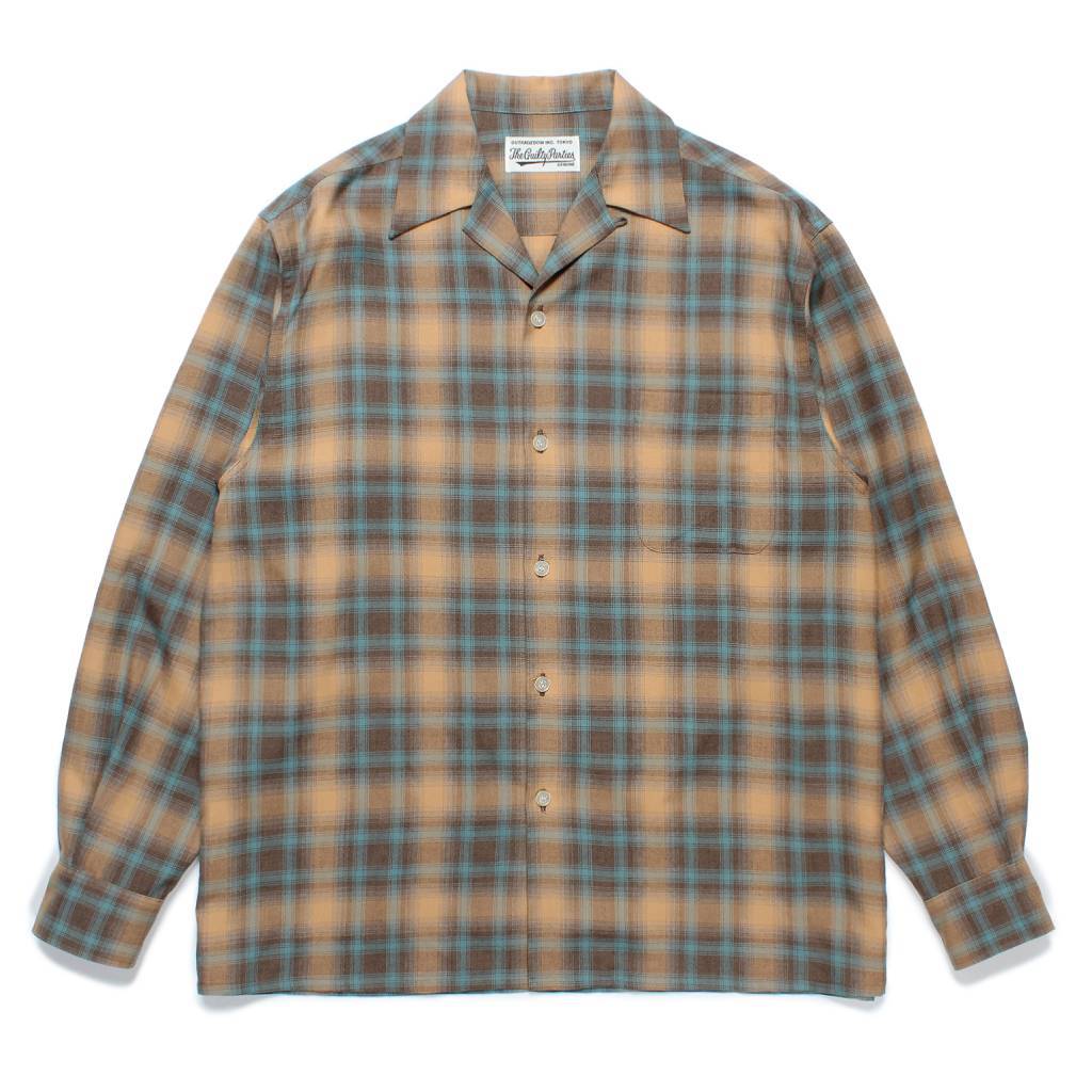 wt_OMBRE CHECK OPEN COLLAR SHIRT L/S ( TYPE-2 ) #BROWN [24FW-WMS-OC02]