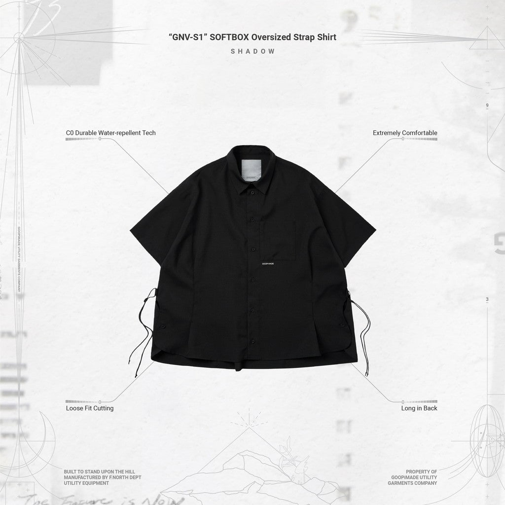 GNV-S1」 SOFTBOX Oversized Strap Shirt #SHADOW [GOOPI-24SS-APR-03 