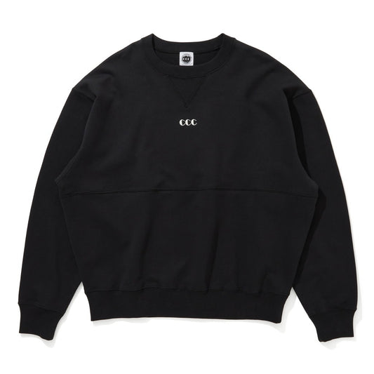 Embroidered Logo Switching Cotton Sweatshirt #BLACK [CCC-241C001]