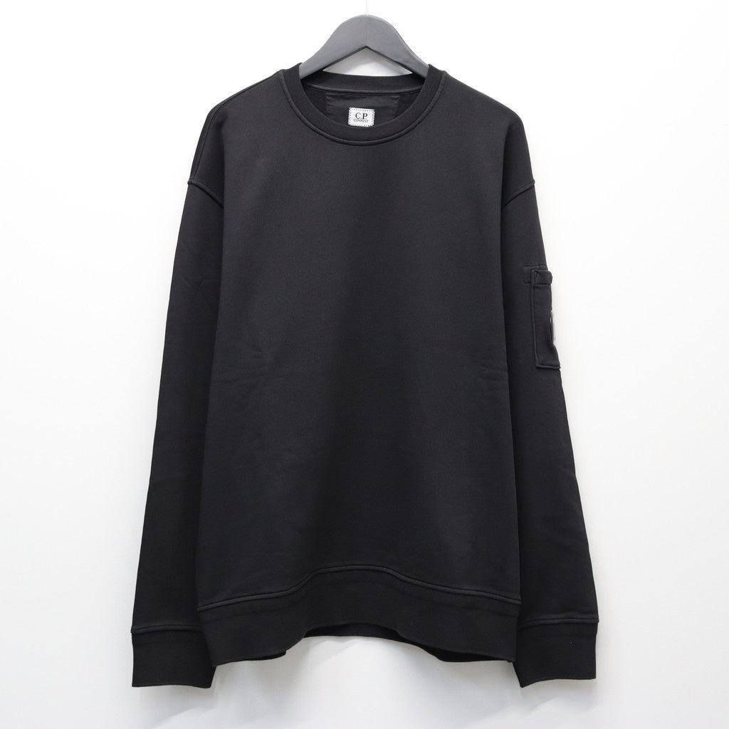 COTTON DIAGONAL FLEECE CREWNECK LENS SWEATSHIRT #BLACK 999