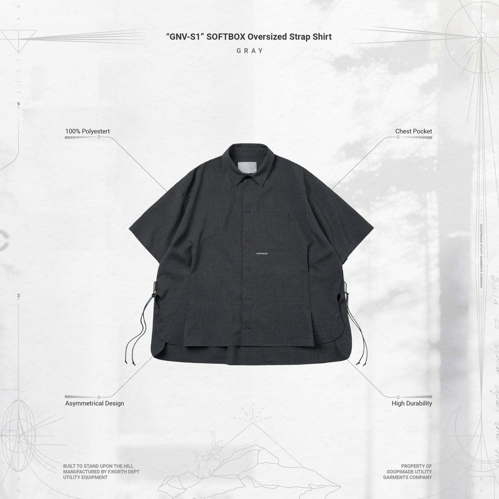 GNV-S1」 SOFTBOX Oversized Strap Shirt #GRAY [GOOPI-24SS-APR-03 