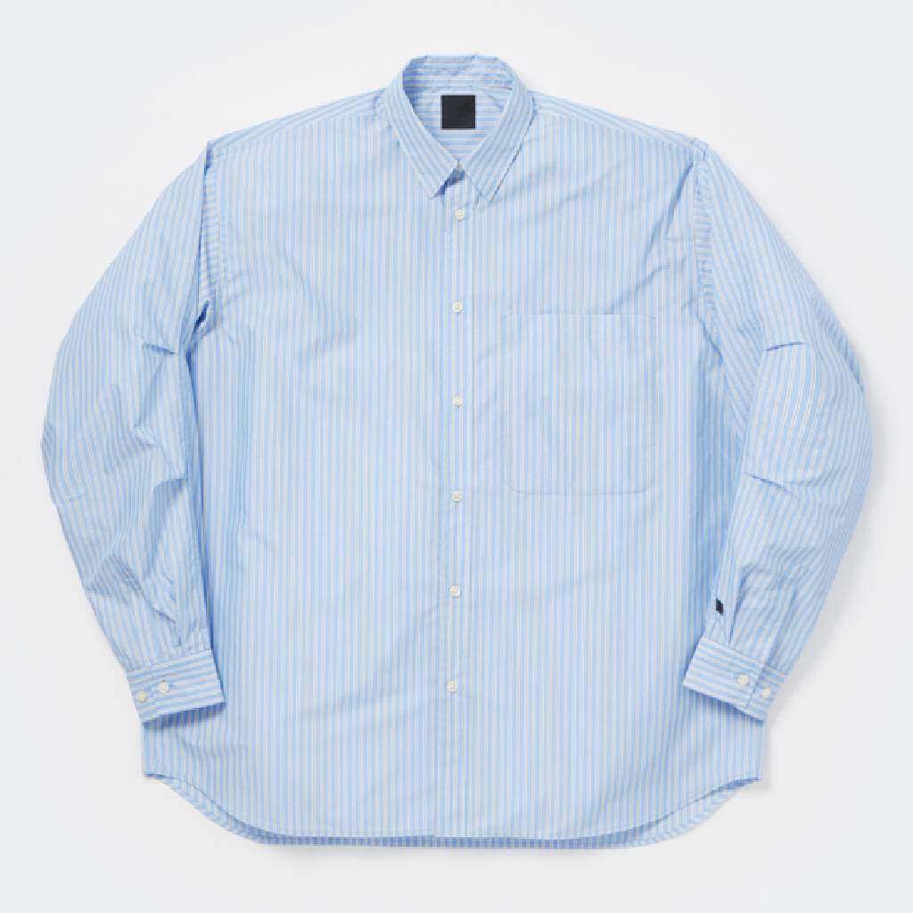 TECH REGULAR COLLAR SHIRT L/S STRIPE #SAX [BE-83026W