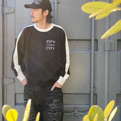 Switching Cotton Sweater_City Country City #BLACK [CCC-241K001]