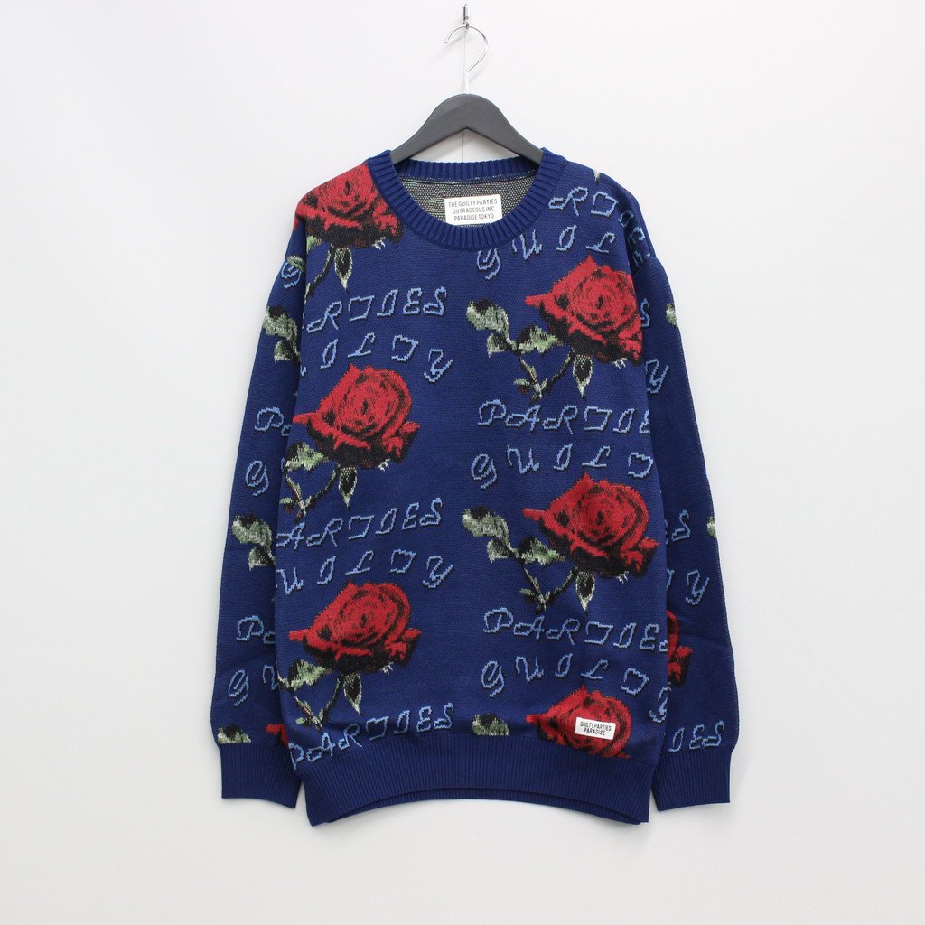 WACKO MARIA | ワコマリア JACQUARD SWEATER #NAVY [22FWE-WMK-KN01] – cocorozashi