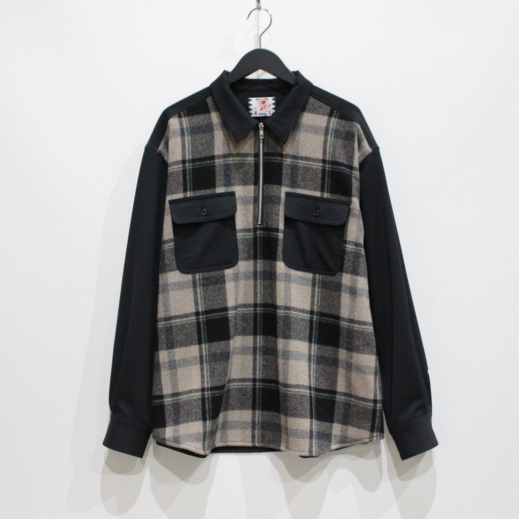 SON OF THE CHEES Half Zip Panel Check Shirt(BLACK) サノバチーズ