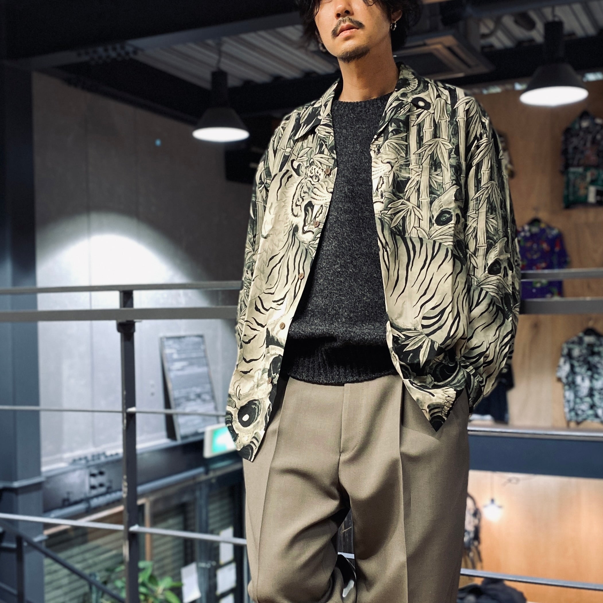 TIM LEHI | HAWAIIAN SHIRT L/S -TYPE 1- #OLIVE [23FW-WMS-HI01]