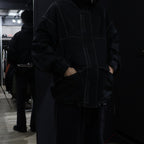 CONTRAST STITCH HOOD ZIP JACKET #BLACK [CES24JK07]