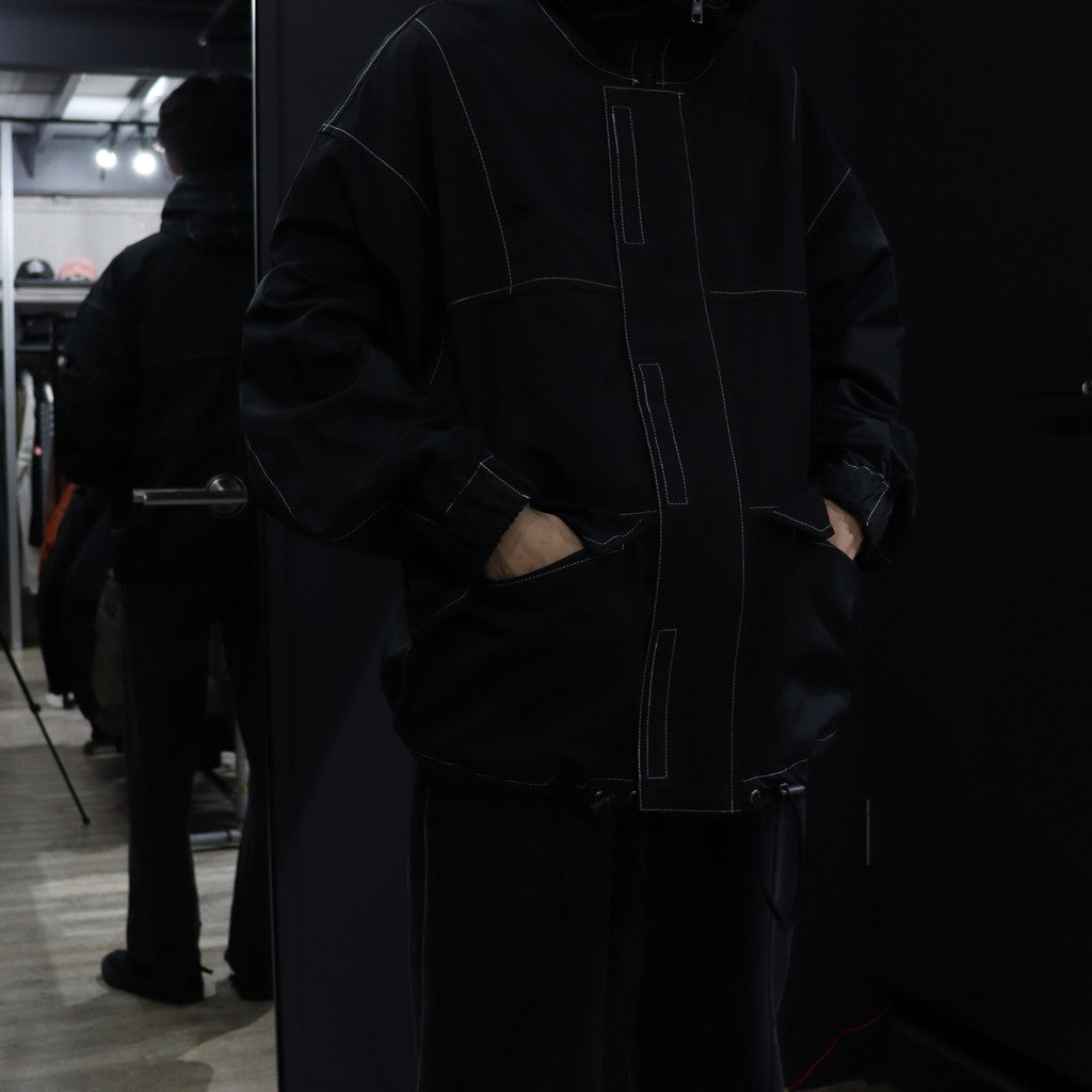 CONTRAST STITCH HOOD ZIP JACKET #BLACK [CES24JK07]