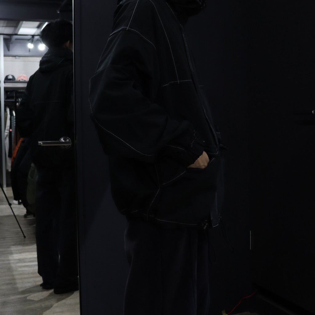 CONTRAST STITCH HOOD ZIP JACKET #BLACK [CES24JK07]