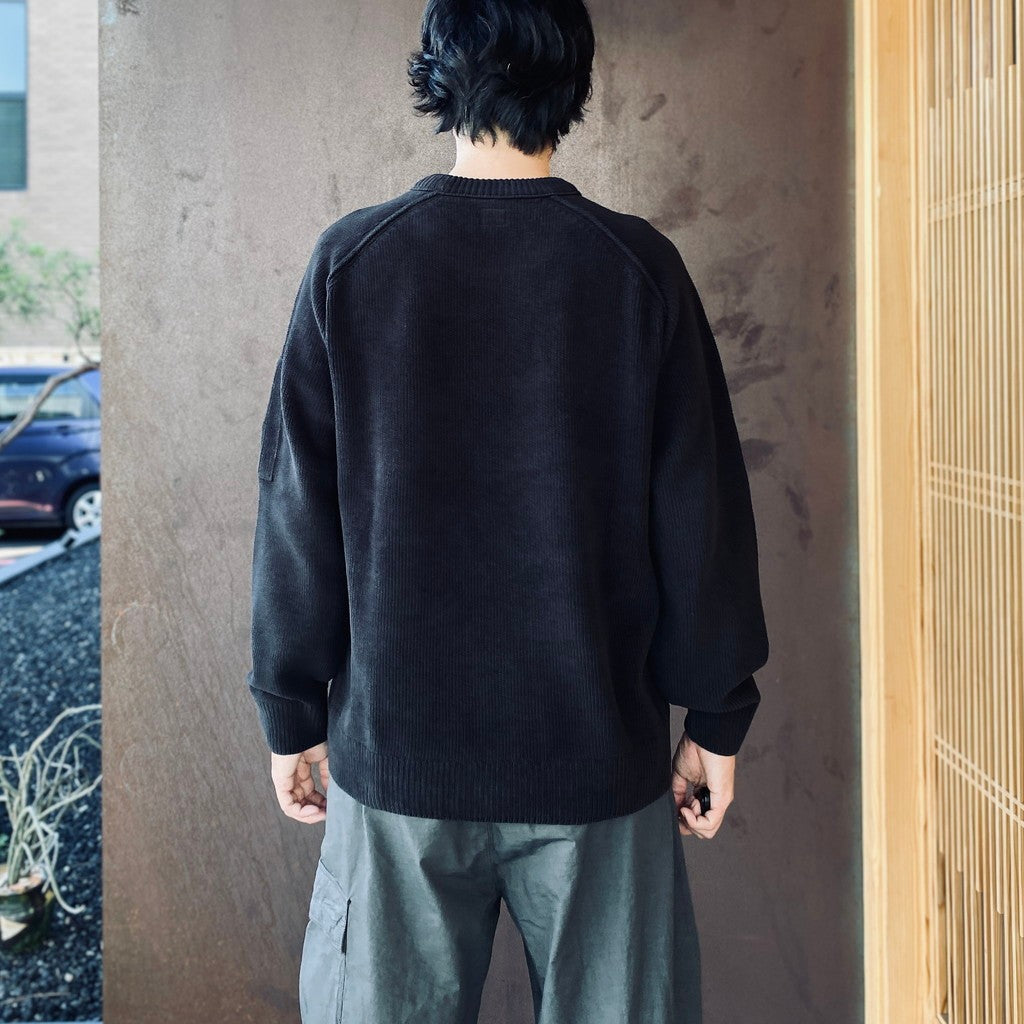 CHENILLE COTTON CREWNECK LENS SWEATER #BLACK 999 [21CMKN196A-005558G-26FWP]