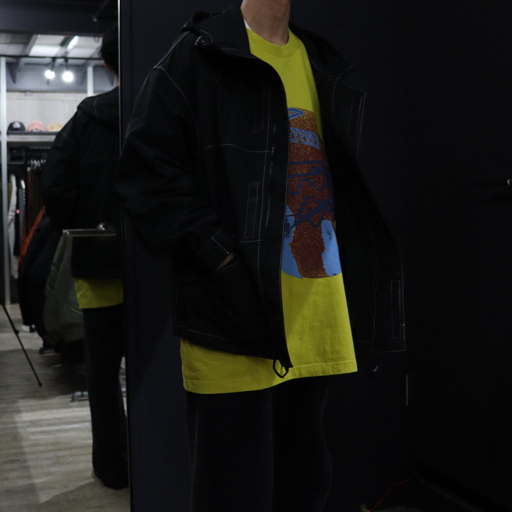 CONTRAST STITCH HOOD ZIP JACKET #BLACK [CES24JK07]