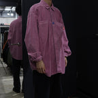 OVERDYE CORD DESIGN BIG SHIRT #PINK [CES24SH04]
