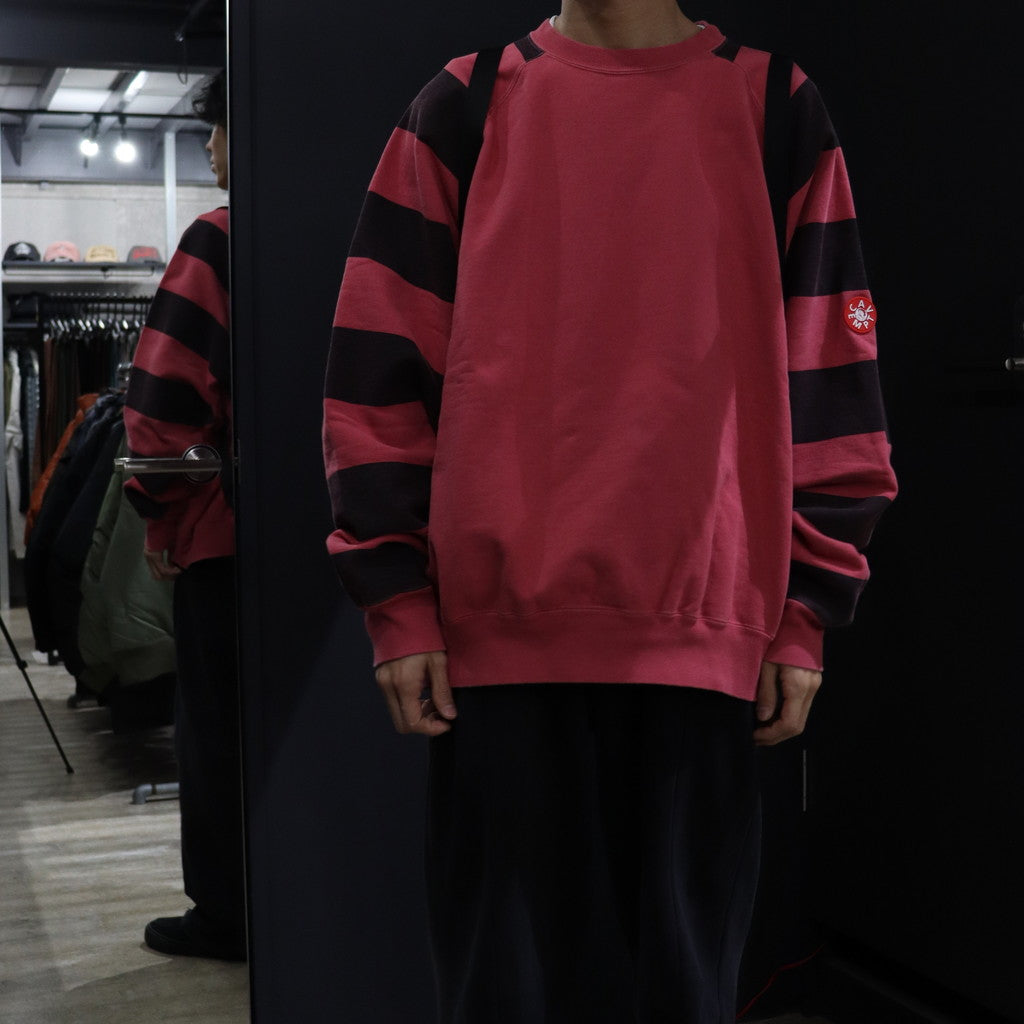 OVERDYE STRIPE SLEEVE BIG CREW NECK #RED [CES24CS19]