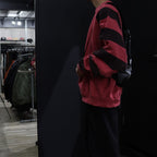 OVERDYE STRIPE SLEEVE BIG CREW NECK #RED [CES24CS19]