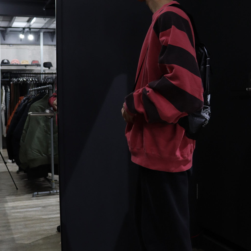 OVERDYE STRIPE SLEEVE BIG CREW NECK #RED [CES24CS19]