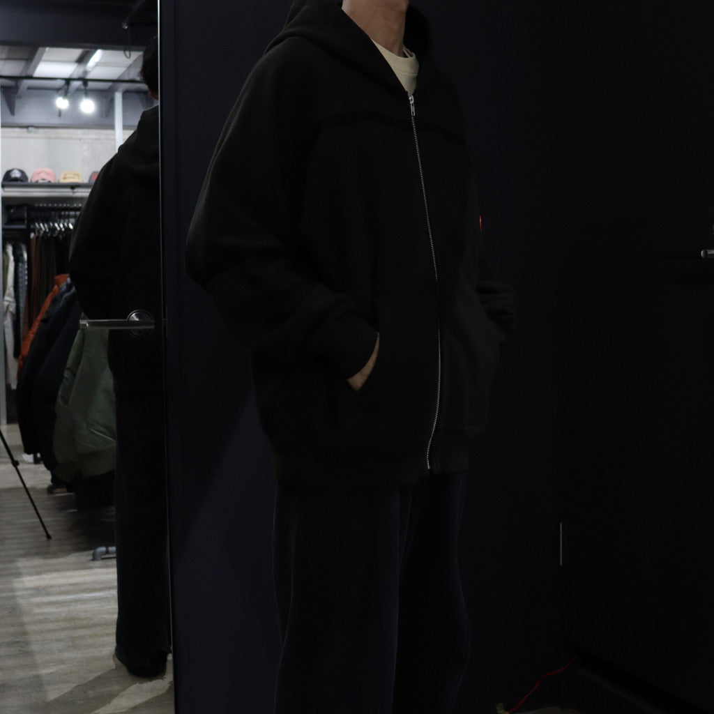 TAPED CUT ZIP HEAVY HOODIE #BLACK [CES24CS08]
