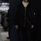 TAPED CUT ZIP HEAVY HOODIE #BLACK [CES24CS08]