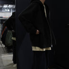 TAPED CUT ZIP HEAVY HOODIE #BLACK [CES24CS08]