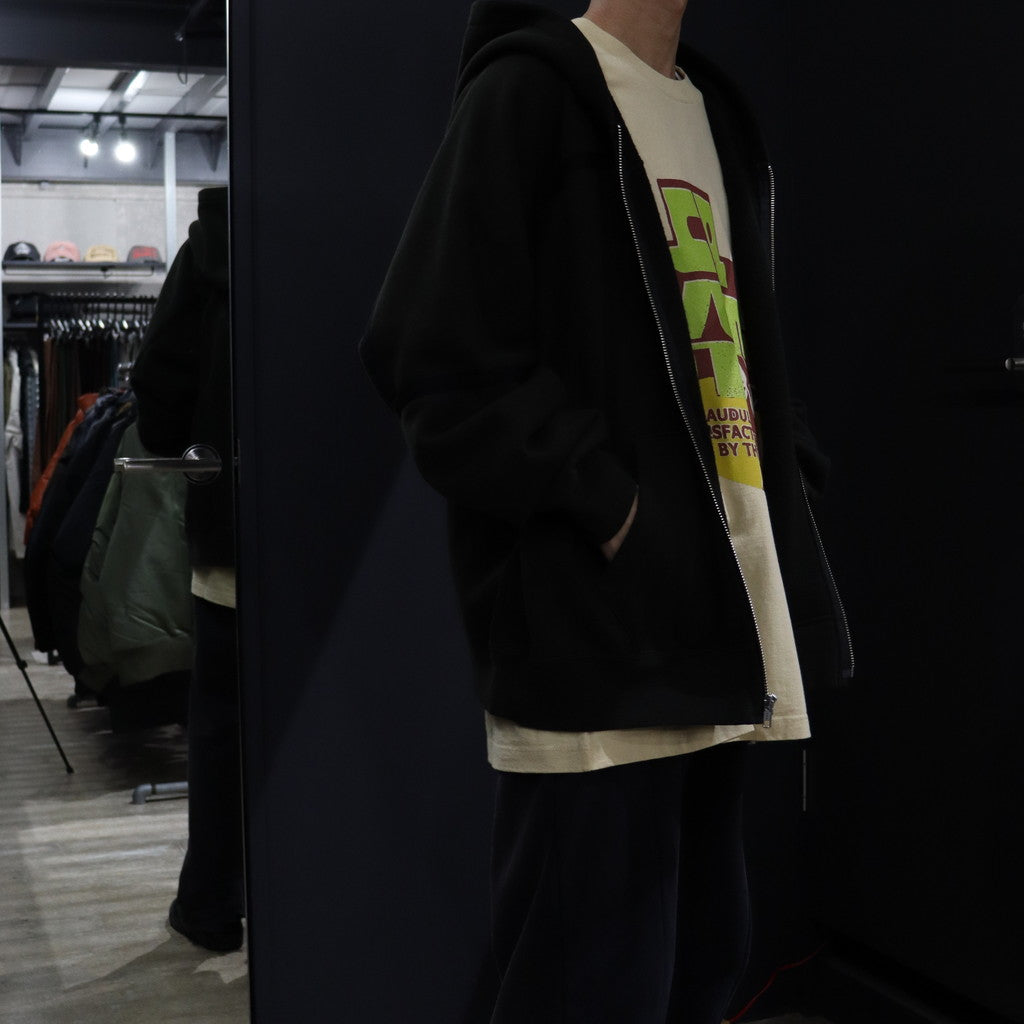 TAPED CUT ZIP HEAVY HOODIE #BLACK [CES24CS08]