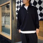 BIO WASHED EASY HALF ZIP SWEAT SHIRTS #BLACK [HOD25AWSWEHZSS]