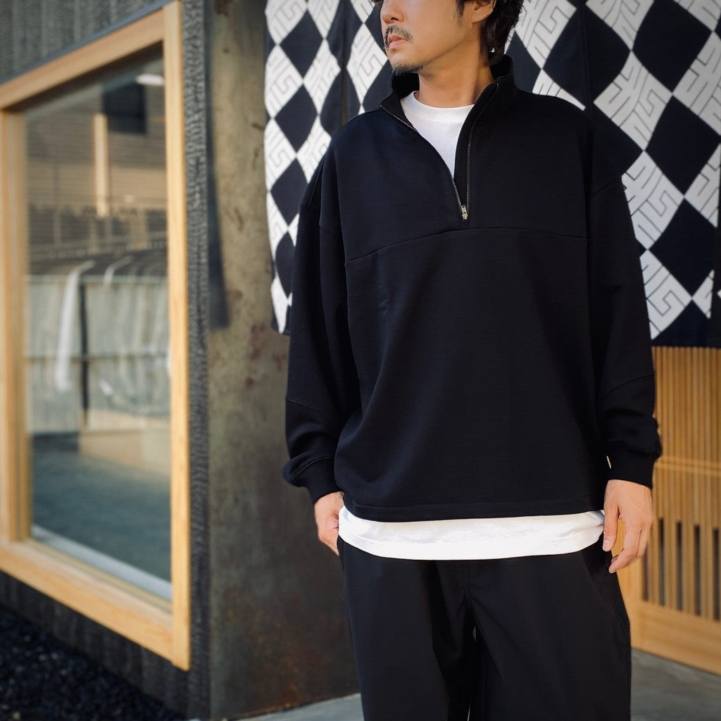 BIO WASHED EASY HALF ZIP SWEAT SHIRTS #BLACK [HOD25AWSWEHZSS]