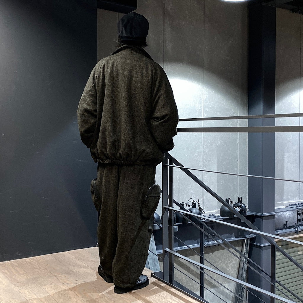 TWEED CARGO PANTS #OLIVE [FW23-B01]