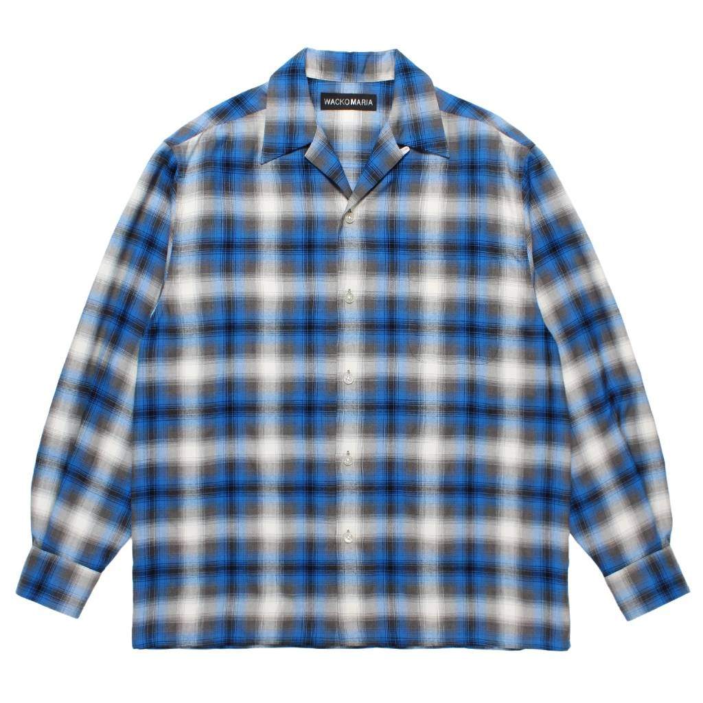 OMBRE CHECK OPEN COLLAR SHIRT L/S ( TYPE-1 ) #BLUE [25FW-WMS-OC05]