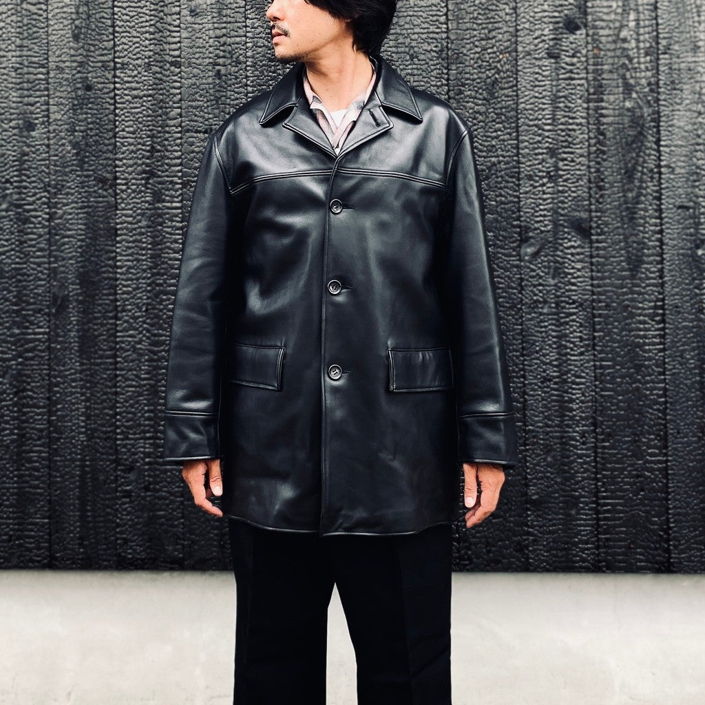 LEATHER COAT ( TYPE-2 ) #BLACK [26FWE-WMO-CO02]