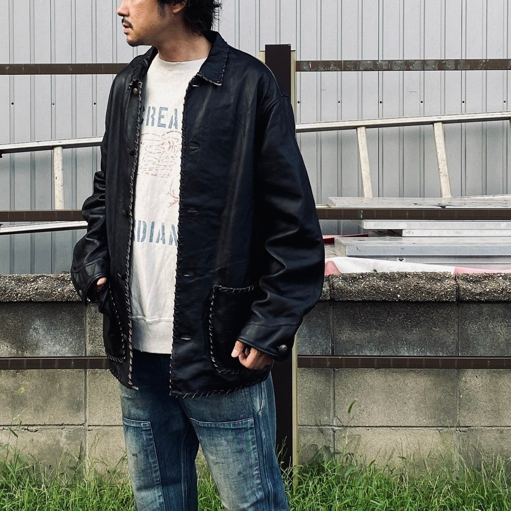 編織皮革連身工作服 #黑色 [BW252-BLC]