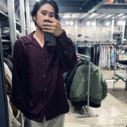 KASURI OPEN COLLAR SHIRT L/S #BURGUNDY [23FW-WMS-OC07]