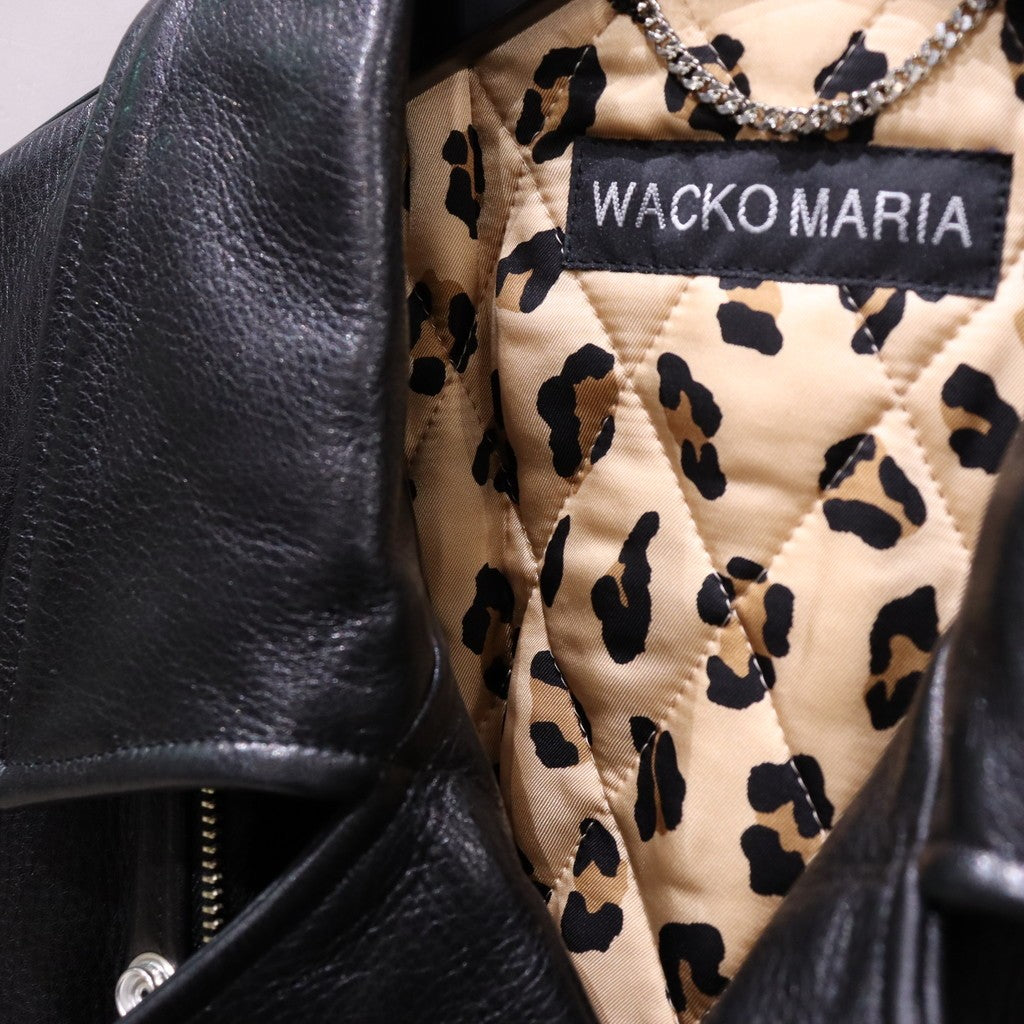 雙排扣皮外套（2 型）#黑色 [24FW-WMO-BL04]