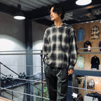 漸層色格紋開領襯衫 L/S -TYPE 3- #GRAY [23FW-WMS-OC03]