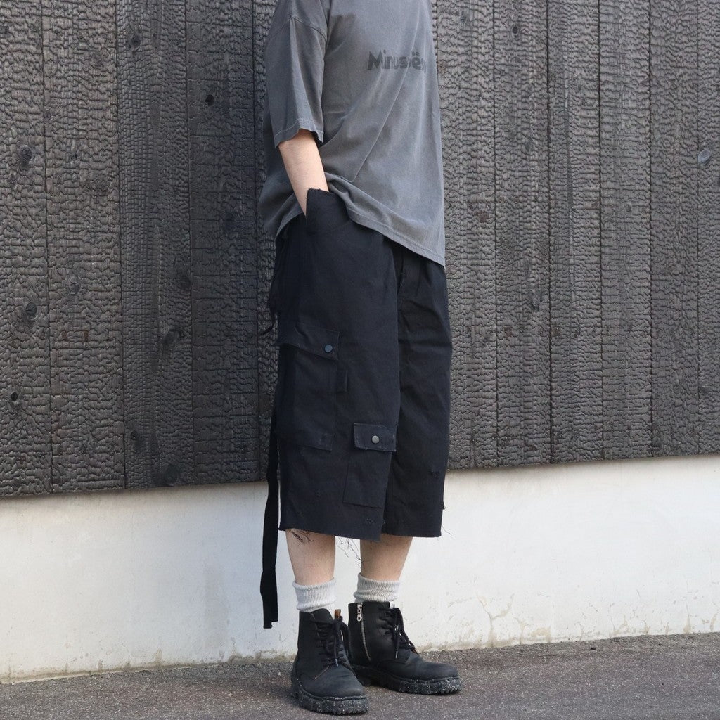 Heavy Cargo Short With Damaged(AGED CANVAS) #BLACK [M-P3-PT10]