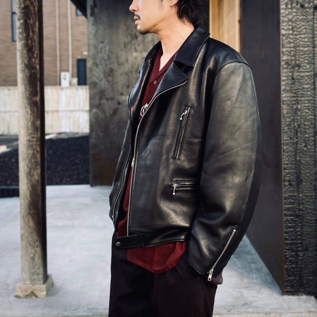 DOUBLE RIDERS LEATHER JACKET ( TYPE-2 ) #BLACK [25FW-WMO-BL03]