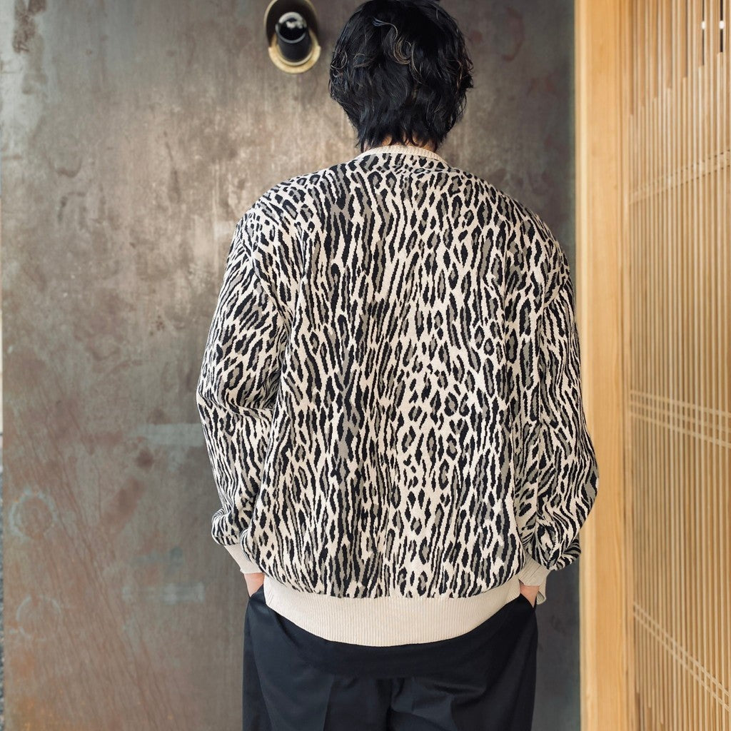 LEOPARD JACQUARD CARDIGAN ( TYPE-2 ) #IVORY [26SS-WMK-KN18]