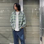 OMBRE CHECK OPEN COLLAR SHIRT L/S (TYPE-2) #GREEN [24FW-WMS-OC02]