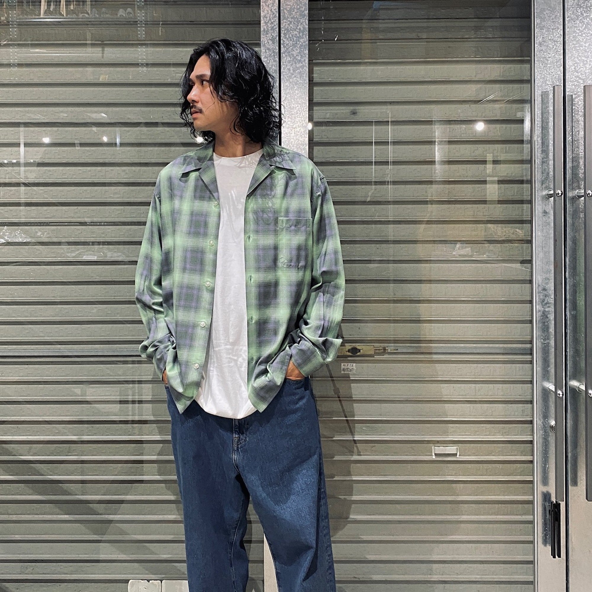 OMBRE CHECK OPEN COLLAR SHIRT L/S (TYPE-2) #GREEN [24FW-WMS-OC02]