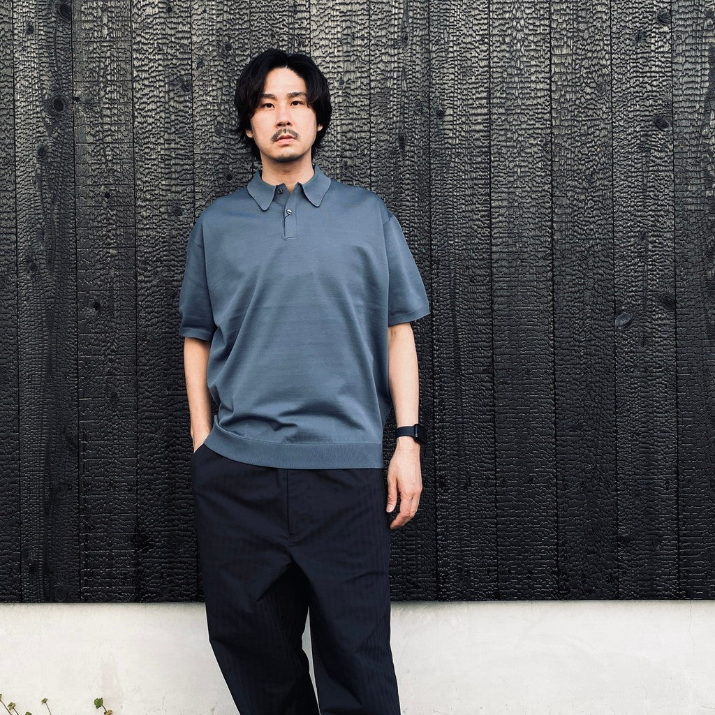 TECH KNIT POLO S/S #SMOKE BLUE [BE-43026]