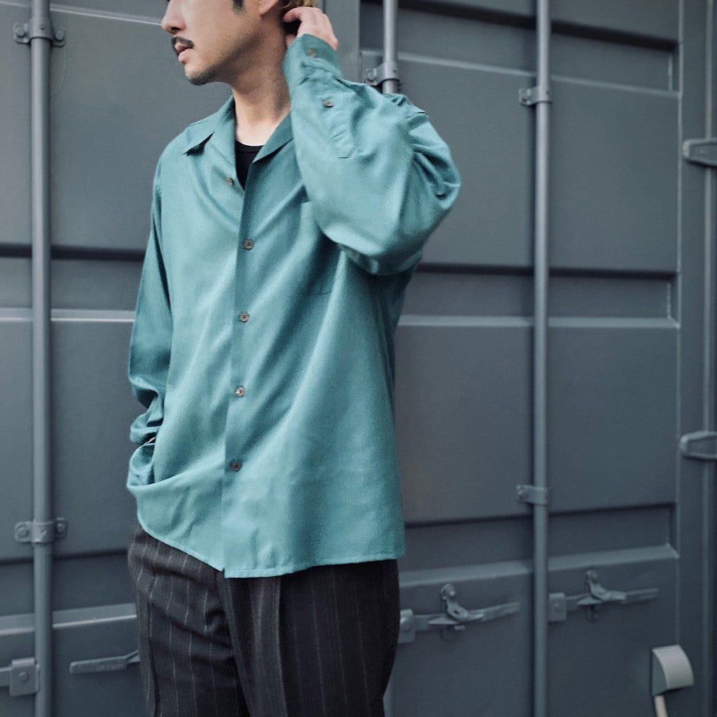 KASURI OPEN COLLAR SHIRT L/S #GREEN [25SSE-WMS-OC03]
