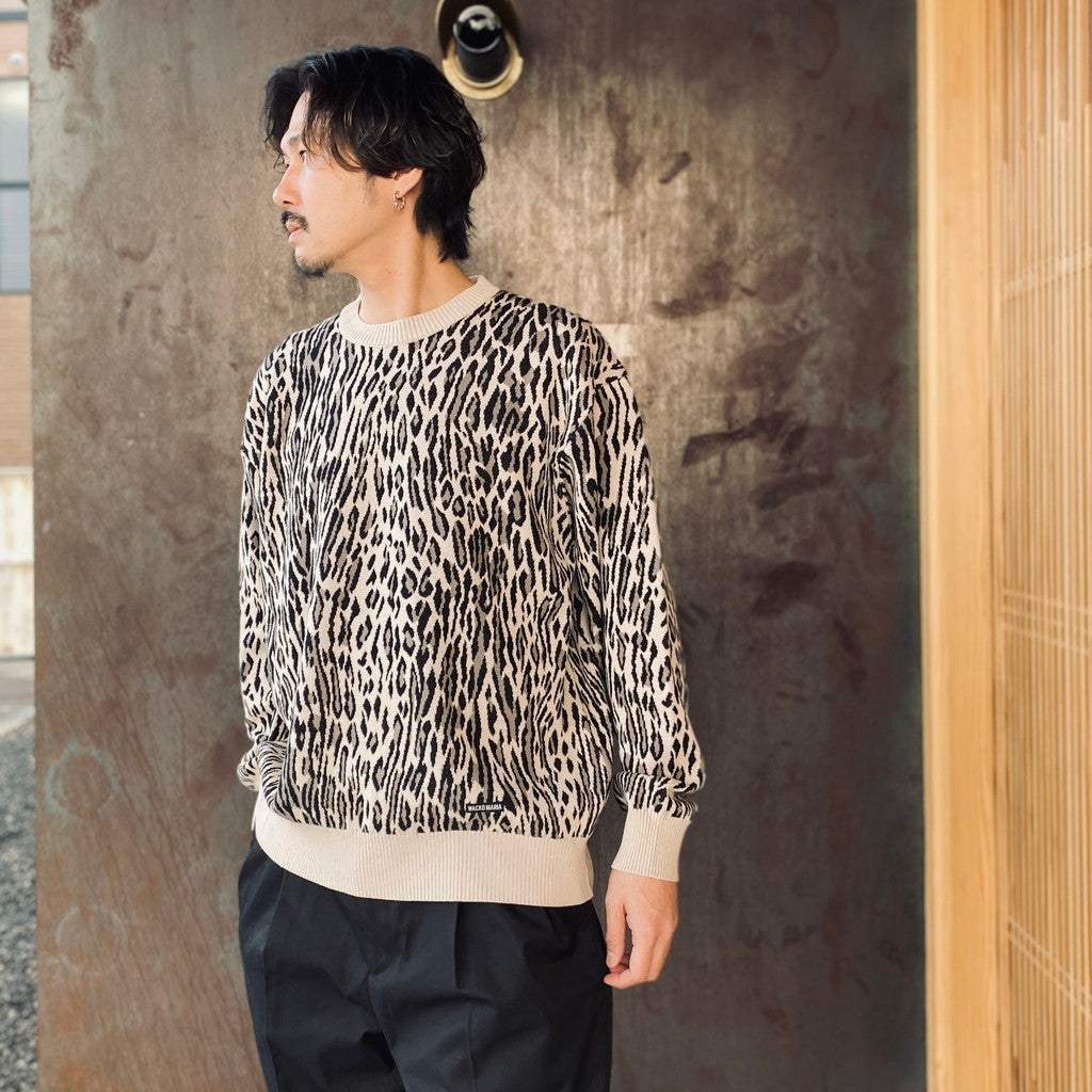 LEOPARD JACQUARD SWEATER ( TYPE-2 ) #IVORY [26SS-WMK-KN17]