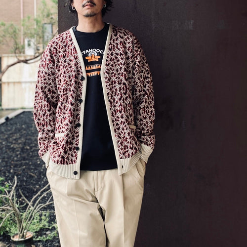 LEOPARD JACQUARD CARDIGAN #WHITE [26FW-WMK-KN13]