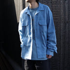 Double Gauze Plaid Open Collar Shirt #Off x Blue [SD26S-SH02]