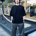 DBL KNIT SHORT SLEEVE CREW NECK #BLACK [CES29CS23]